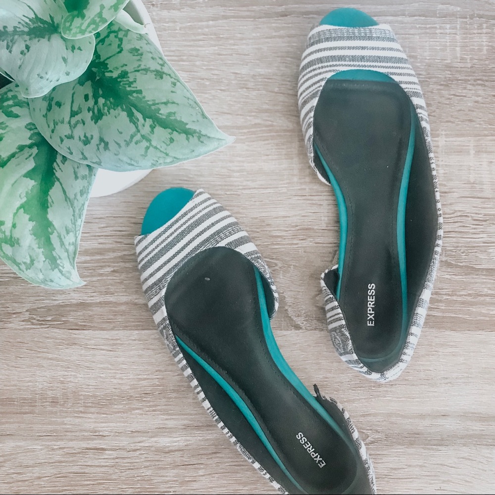 EXPRESS Open Toe Tribal Linen Flats Sz 10